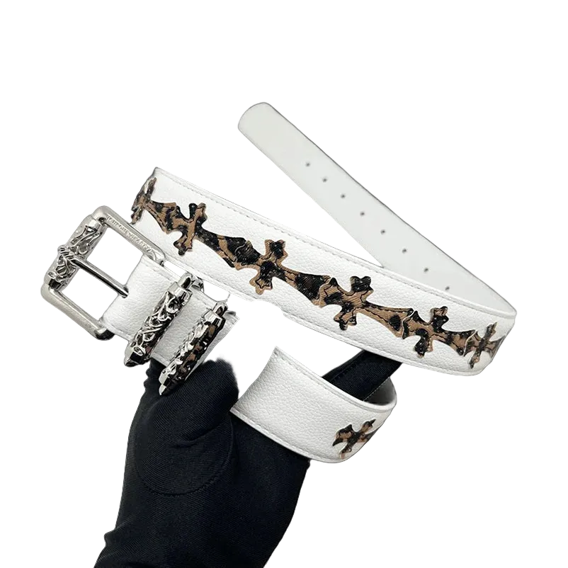 Chrome heart White/Leopard crosses