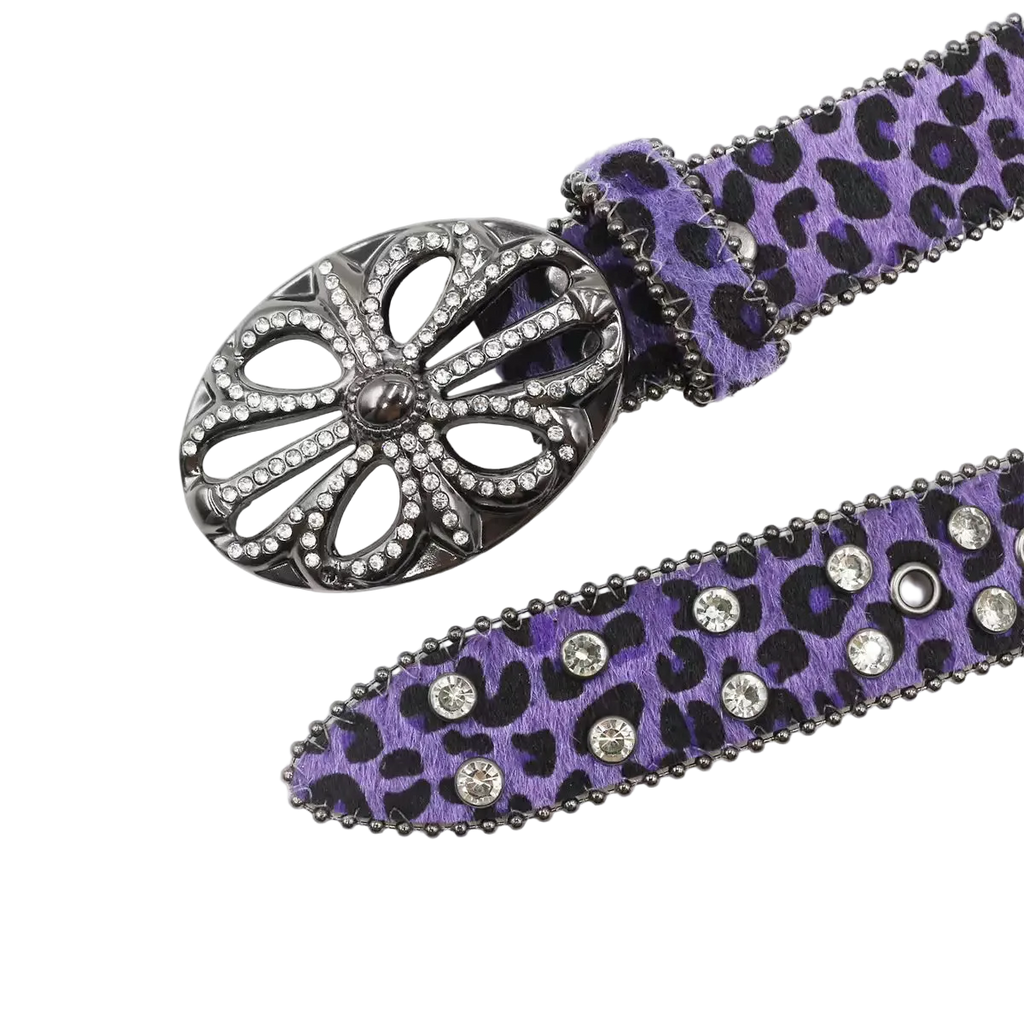 Chrome heart Rhinestone cross (Purple)