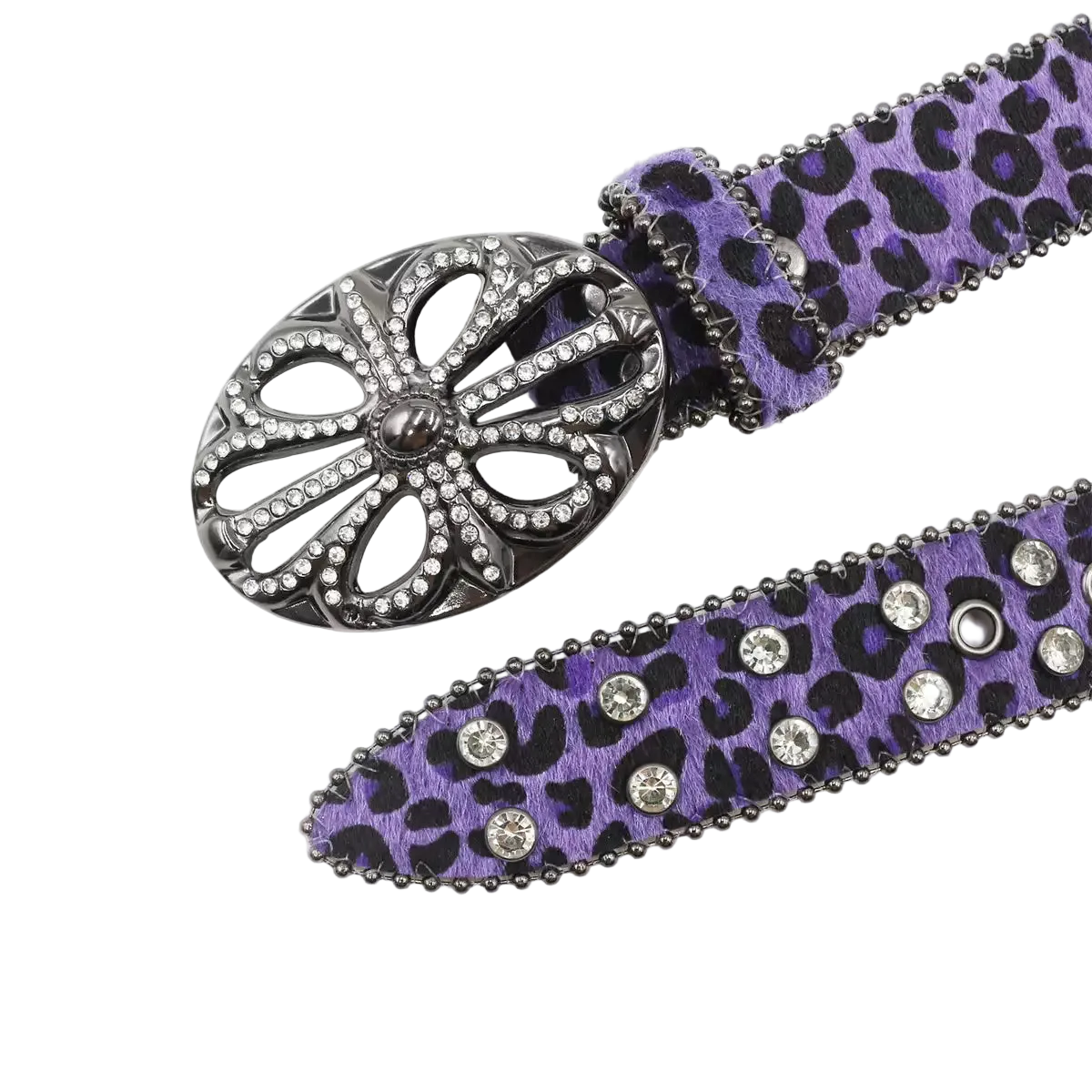 Chrome heart Rhinestone cross (Purple)