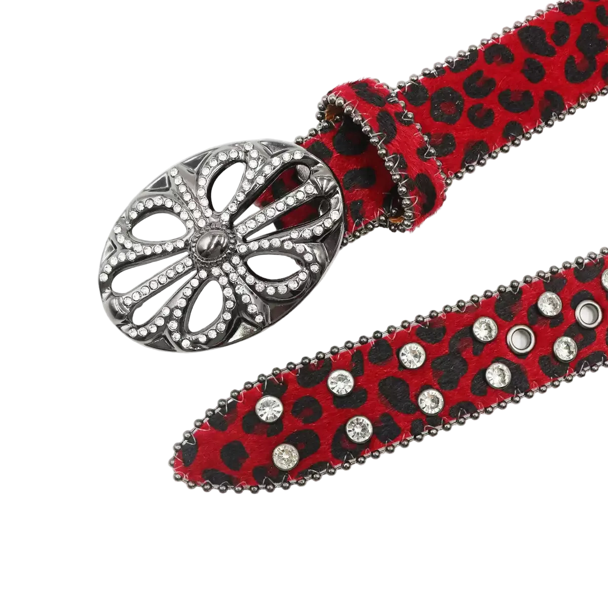 Chrome heart Rhinestone cross (Red)