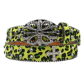 Chrome heart Rhinestone cross (green)