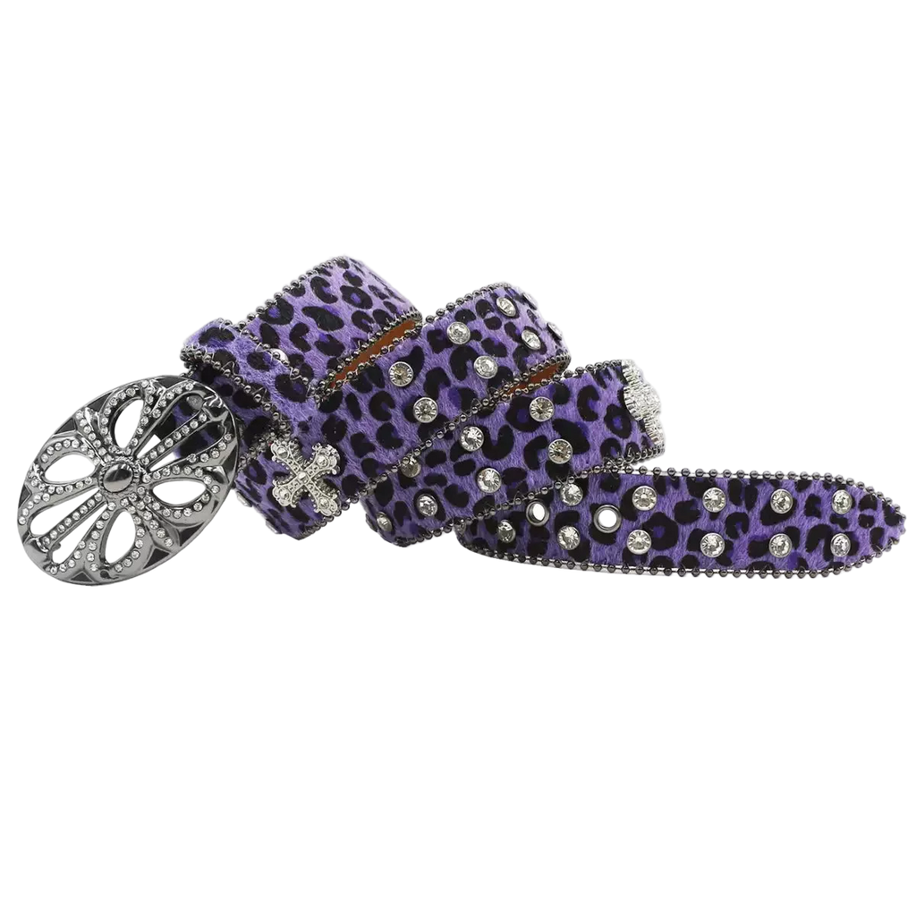 Chrome heart Rhinestone cross (Purple)