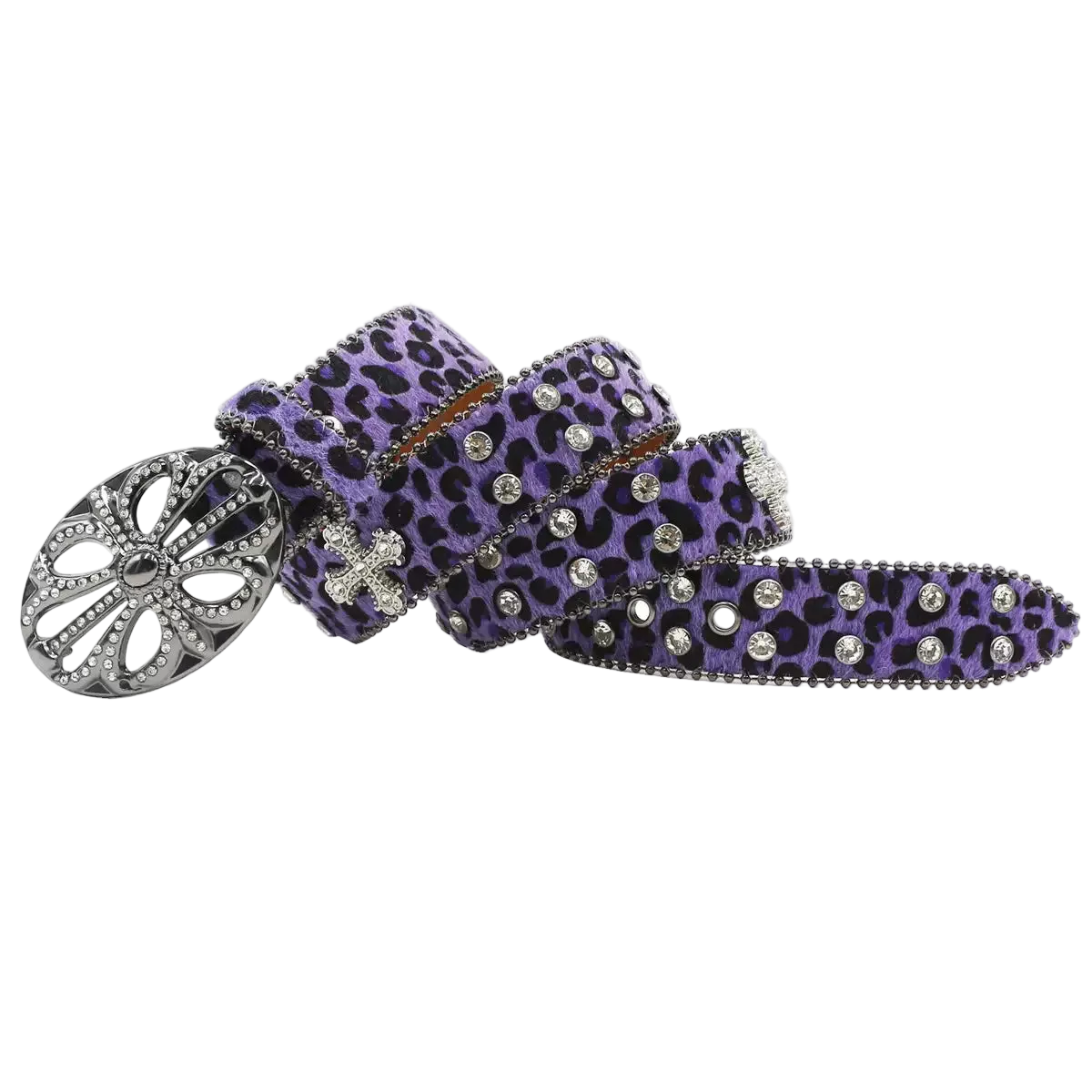 Chrome heart Rhinestone cross (Purple)