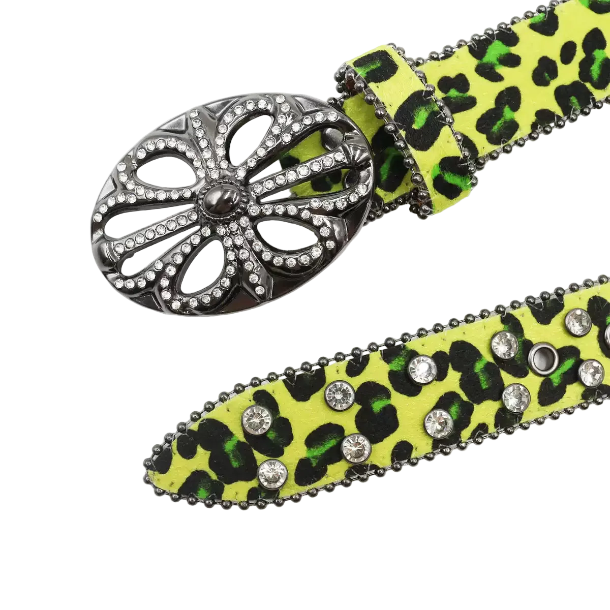 Chrome heart Rhinestone cross (green)