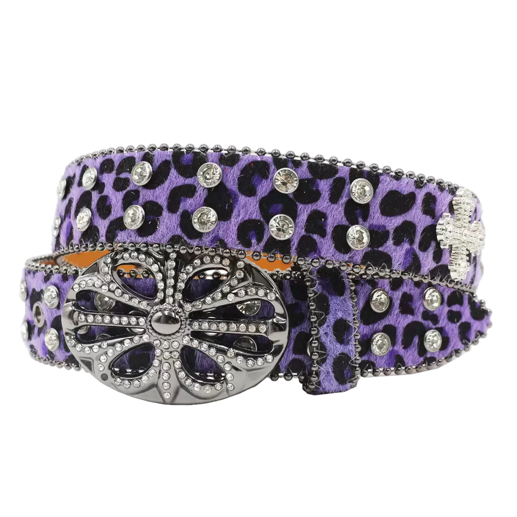 Chrome heart Rhinestone cross (Purple)