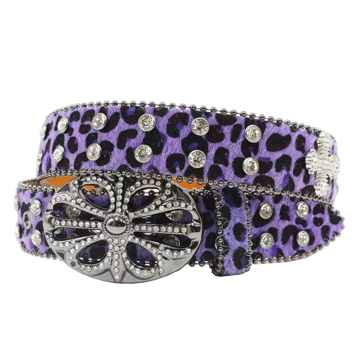 Chrome heart Rhinestone cross (Purple)